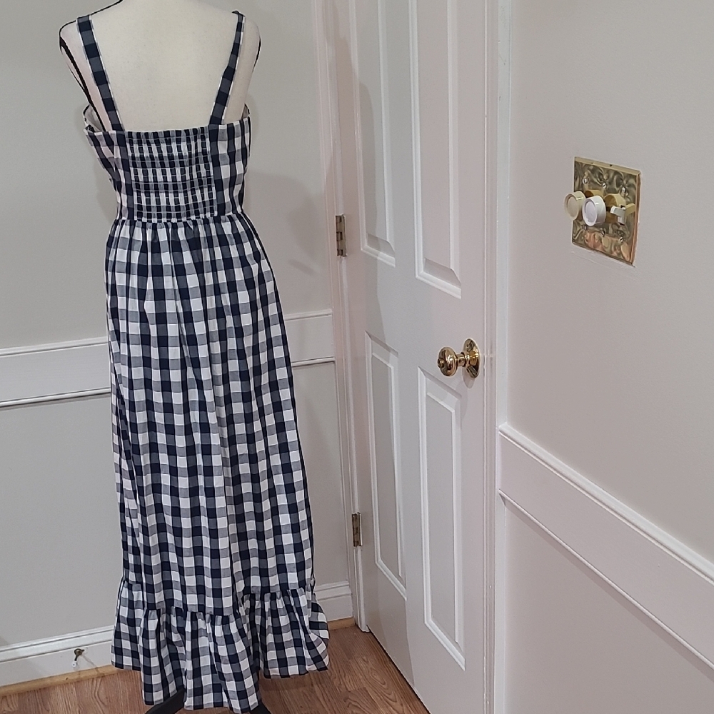 J. Crew Navy and White Gingham Maxi Dress - Picture 6 of 9
